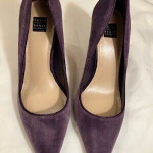 White Houe Black Market Emma Deep Amethyst  Suede Pump Size 7.5